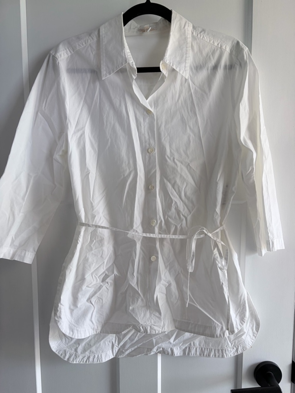 Escada White Button-Front Tie-Waist Shirt